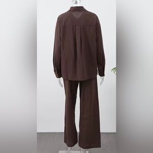 Brown Long Sleeve Shirt and Pants Set
